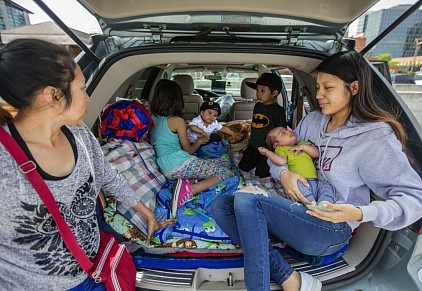 Children sleeping in a car is a challenge